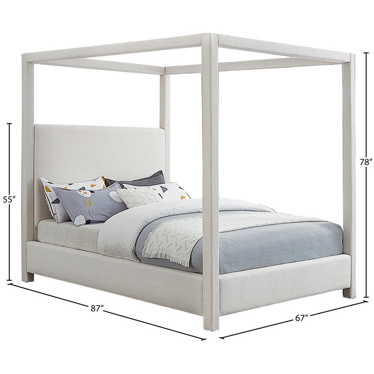 Kallan Upholstered Canopy Bed Birch Lane Color Cream Size King